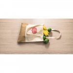 MERCAT. Sacola 100% algod&atilde;o (160 g/m&sup2;) com detalhes em imita&ccedil;&atilde;o de juta