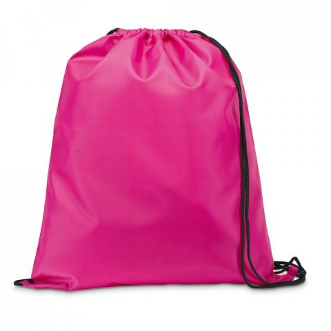 CARNABY. Sacola tipo mochila em 210D com cord&otilde;es em preto - Rosa
