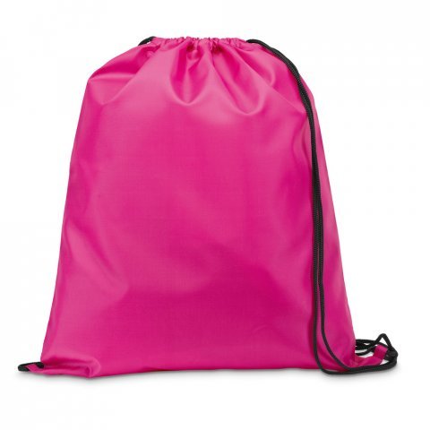 CARNABY. Sacola tipo mochila em 210D com cord&otilde;es em preto - Rosa