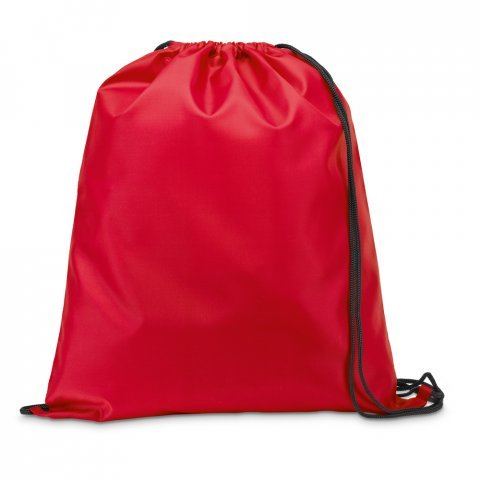 CARNABY. Sacola tipo mochila em 210D com cord&otilde;es em preto - Vermelho