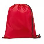 CARNABY. Sacola tipo mochila em 210D com cord&otilde;es em preto - Vermelho