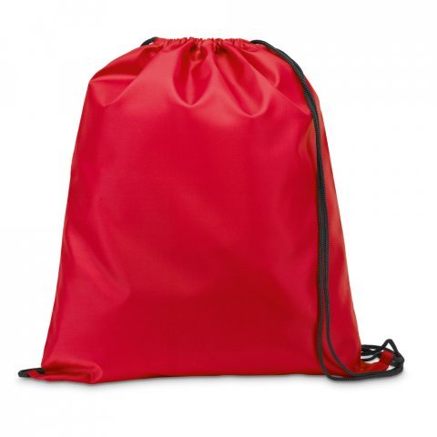 CARNABY. Sacola tipo mochila em 210D com cord&otilde;es em preto - Vermelho