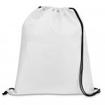 CARNABY. Sacola tipo mochila em 210D com cord&otilde;es em preto - Branco