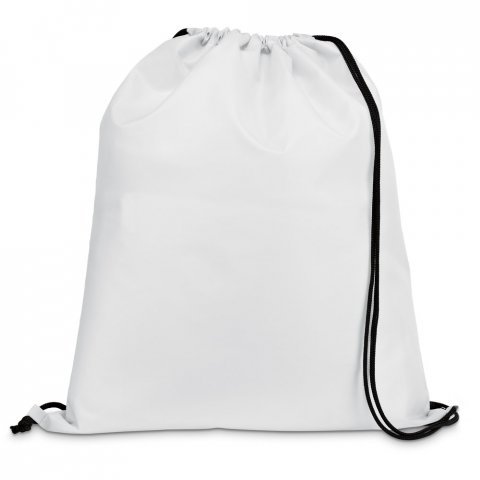 CARNABY. Sacola tipo mochila em 210D com cord&otilde;es em preto - Branco