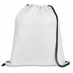 CARNABY. Sacola tipo mochila em 210D com cord&otilde;es em preto - Branco