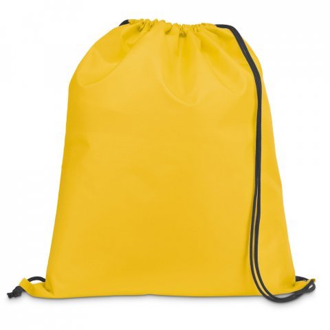 CARNABY. Sacola tipo mochila em 210D com cord&otilde;es em preto - Amarelo