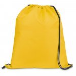 CARNABY. Sacola tipo mochila em 210D com cord&otilde;es em preto - Amarelo