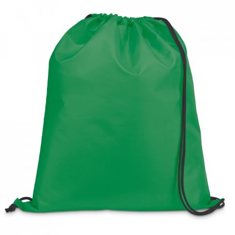 CARNABY. Sacola tipo mochila em 210D com cord&otilde;es em preto - Verde