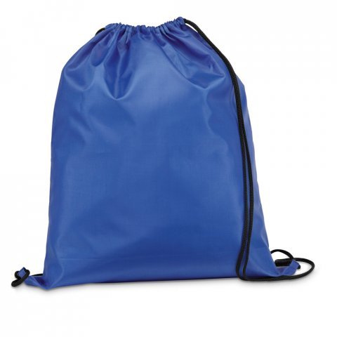 CARNABY. Sacola tipo mochila em 210D com cord&otilde;es em preto - Azul royal