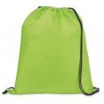CARNABY. Sacola tipo mochila em 210D com cord&otilde;es em preto - Verde claro