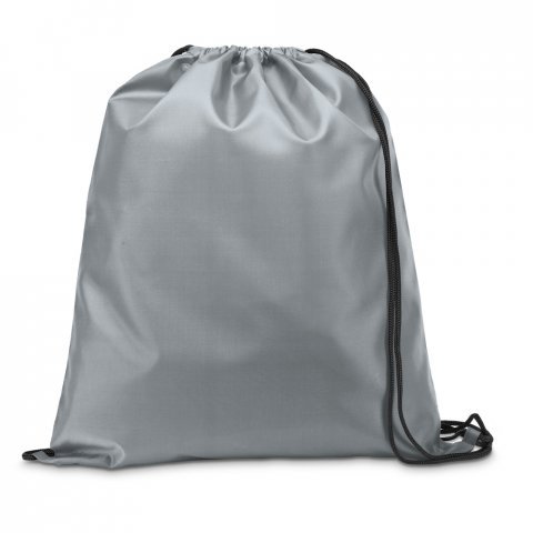 CARNABY. Sacola tipo mochila em 210D com cord&otilde;es em preto - Cinza claro