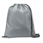 CARNABY. Sacola tipo mochila em 210D com cord&otilde;es em preto - Cinza claro