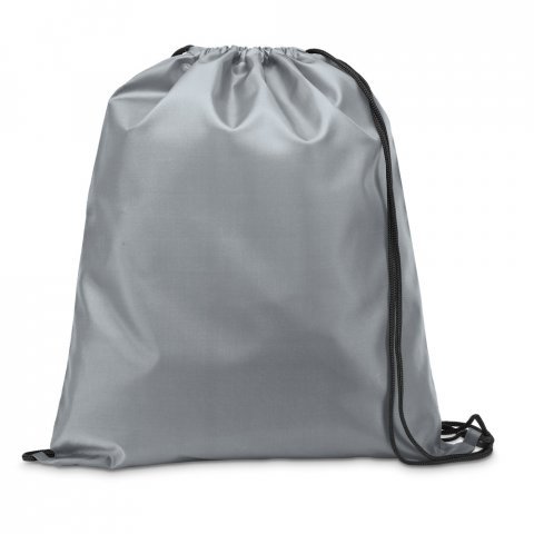 CARNABY. Sacola tipo mochila em 210D com cord&otilde;es em preto - Cinza claro