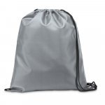 CARNABY. Sacola tipo mochila em 210D com cord&otilde;es em preto - Cinza claro