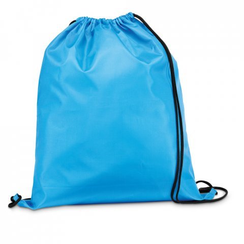 CARNABY. Sacola tipo mochila em 210D com cord&otilde;es em preto - Azul claro