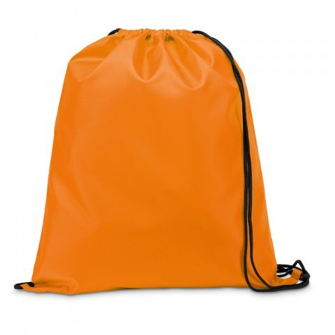 CARNABY. Sacola tipo mochila em 210D com cord&otilde;es em preto - Laranja