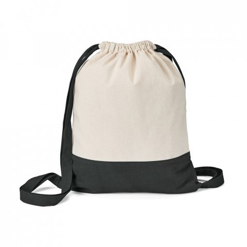 ROMFORD. Sacola tipo mochila 100% algod&atilde;o (180 g/m&sup2;) - Preto