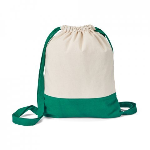 ROMFORD. Sacola tipo mochila 100% algod&atilde;o (180 g/m&sup2;) - Verde
