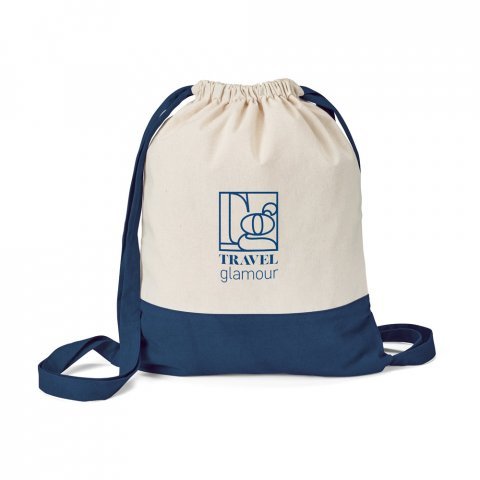 ROMFORD. Sacola tipo mochila 100% algod&atilde;o (180 g/m&sup2;) - Azul marinho
