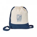 ROMFORD. Sacola tipo mochila 100% algod&atilde;o (180 g/m&sup2;) - Azul marinho