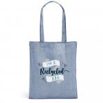 RYNEK. Sacola dobr&aacute;vel em 70% algod&atilde;o reciclado e 30% poli&eacute;ster reciclado (140 g/m&sup2;) sem tingimento - Azul