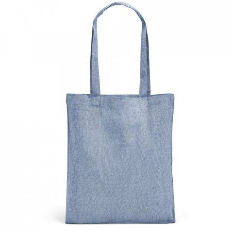 RYNEK. Sacola dobr&aacute;vel em 70% algod&atilde;o reciclado e 30% poli&eacute;ster reciclado (140 g/m&sup2;) sem tingimento - Azul