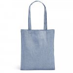 RYNEK. Sacola dobr&aacute;vel em 70% algod&atilde;o reciclado e 30% poli&eacute;ster reciclado (140 g/m&sup2;) sem tingimento - Azul