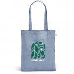 RYNEK. Sacola dobr&aacute;vel em 70% algod&atilde;o reciclado e 30% poli&eacute;ster reciclado (140 g/m&sup2;) sem tingimento - Azul