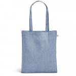 RYNEK. Sacola dobr&aacute;vel em 70% algod&atilde;o reciclado e 30% poli&eacute;ster reciclado (140 g/m&sup2;) sem tingimento - Azul