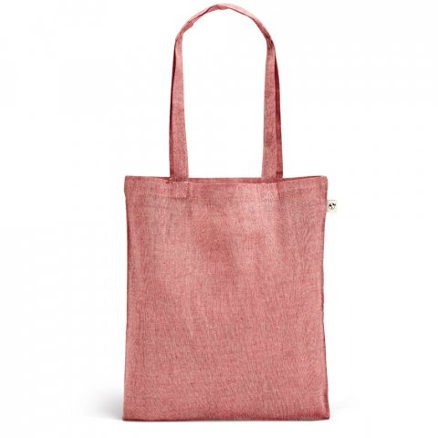 RYNEK. Sacola dobr&aacute;vel em 70% algod&atilde;o reciclado e 30% poli&eacute;ster reciclado (140 g/m&sup2;) sem tingimento - Vermelho