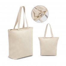HACKNEY. Sacola 100% algod&atilde;o (280 g/m&sup2;) com fecho e bolso interior