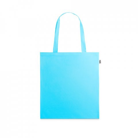 MAPUTO. Sacola 100% poli&eacute;ster reciclado 190T, produzida a partir de pl&aacute;stico reciclado - Azul claro