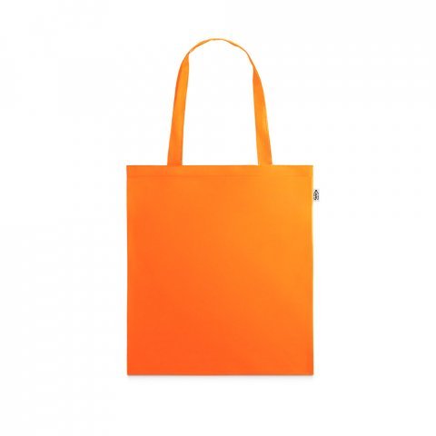 MAPUTO. Sacola 100% poli&eacute;ster reciclado 190T, produzida a partir de pl&aacute;stico reciclado - Laranja