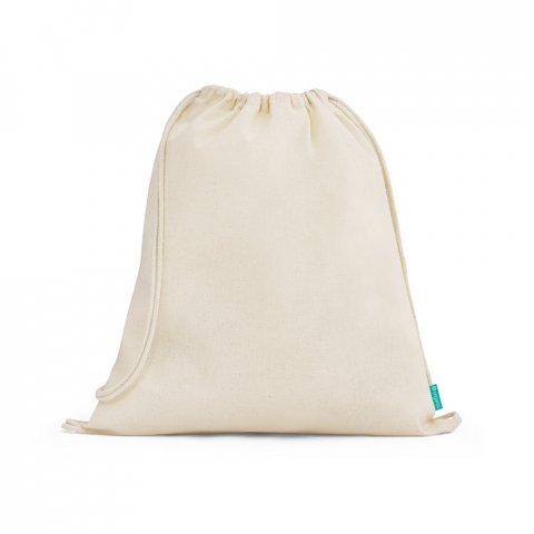 NAMPULA. Sacola tipo mochila em algod&atilde;o org&acirc;nico (120 g/m&sup2;) - Natural