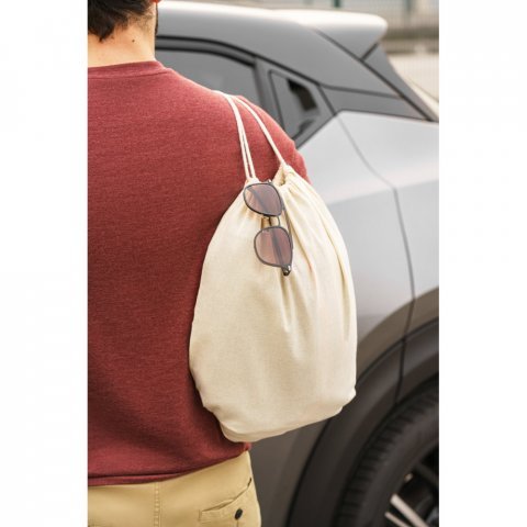 NAMPULA. Sacola tipo mochila em algod&atilde;o org&acirc;nico (120 g/m&sup2;)