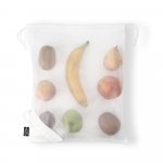 BOLZANO. Sacola dobr&aacute;vel 100% rPET com bolso em 100% poli&eacute;ster reciclado 190T - Branco