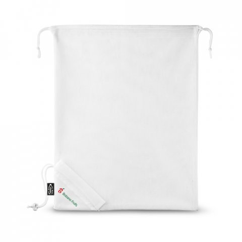 BOLZANO. Sacola dobr&aacute;vel 100% rPET com bolso em 100% poli&eacute;ster reciclado 190T - Branco