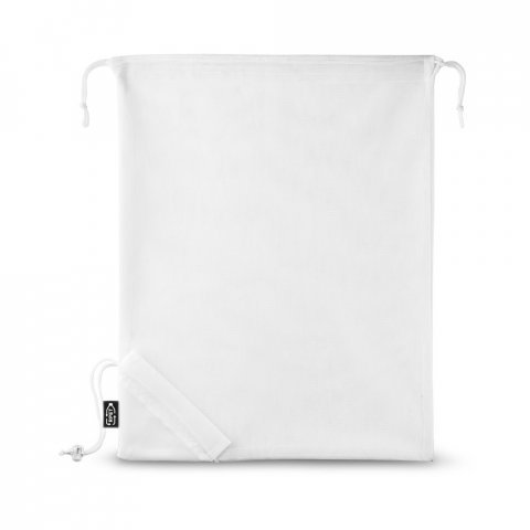 BOLZANO. Sacola dobr&aacute;vel 100% rPET com bolso em 100% poli&eacute;ster reciclado 190T - Branco