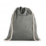 RISSANI. Sacola tipo mochila em 70% algod&atilde;o reciclado e 30% poli&eacute;ster reciclado (140g/m&sup2;) sem tingimento - Preto