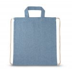 RISSANI. Sacola tipo mochila em 70% algod&atilde;o reciclado e 30% poli&eacute;ster reciclado (140g/m&sup2;) sem tingimento - Azul