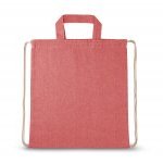 RISSANI. Sacola tipo mochila em 70% algod&atilde;o reciclado e 30% poli&eacute;ster reciclado (140g/m&sup2;) sem tingimento - Vermelho