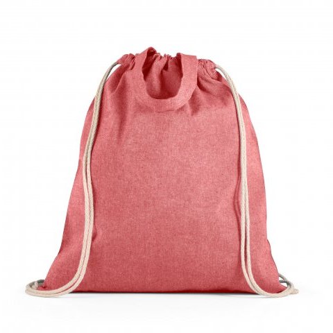 RISSANI. Sacola tipo mochila em 70% algod&atilde;o reciclado e 30% poli&eacute;ster reciclado (140g/m&sup2;) sem tingimento - Vermelho