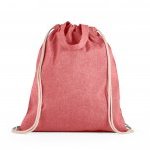 RISSANI. Sacola tipo mochila em 70% algod&atilde;o reciclado e 30% poli&eacute;ster reciclado (140g/m&sup2;) sem tingimento - Vermelho