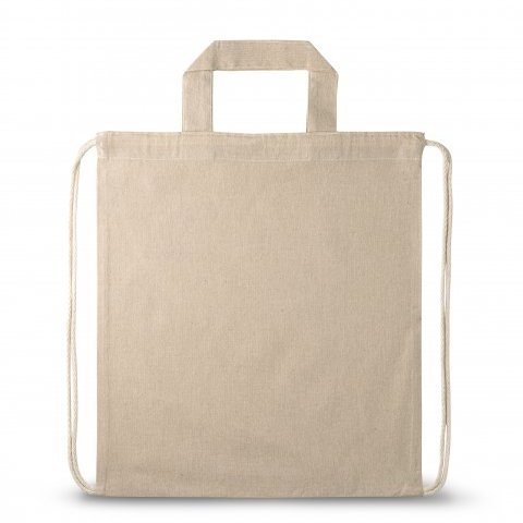 RISSANI. Sacola tipo mochila em 70% algod&atilde;o reciclado e 30% poli&eacute;ster reciclado (140g/m&sup2;) sem tingimento - Natural