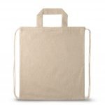 RISSANI. Sacola tipo mochila em 70% algod&atilde;o reciclado e 30% poli&eacute;ster reciclado (140g/m&sup2;) sem tingimento - Natural