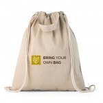 RISSANI. Sacola tipo mochila em 70% algod&atilde;o reciclado e 30% poli&eacute;ster reciclado (140g/m&sup2;) sem tingimento - Natural