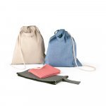 RISSANI. Sacola tipo mochila em 70% algod&atilde;o reciclado e 30% poli&eacute;ster reciclado (140g/m&sup2;) sem tingimento