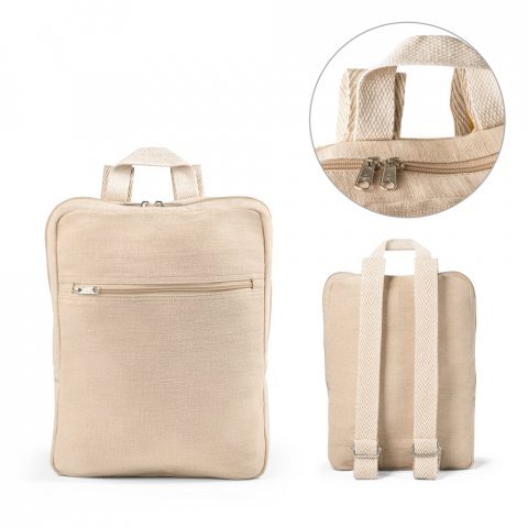 MARBELLA. Mochila em juco (mistura de algod&atilde;o e juta, 275 g/m&sup2;) 7 L