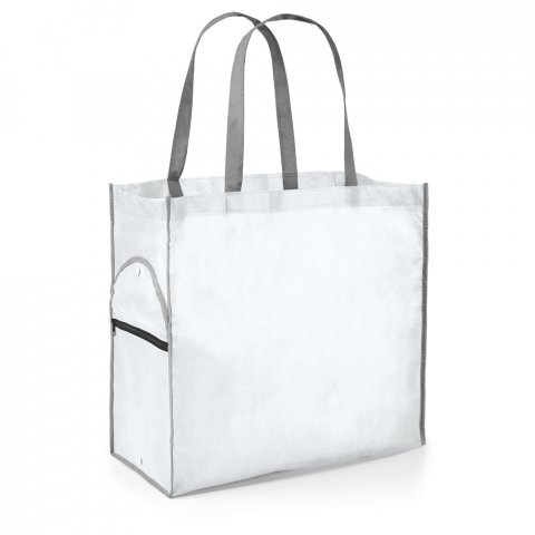 PERTINA. Sacola dobr&aacute;vel em non-woven (80 g/m&sup2;) - Branco