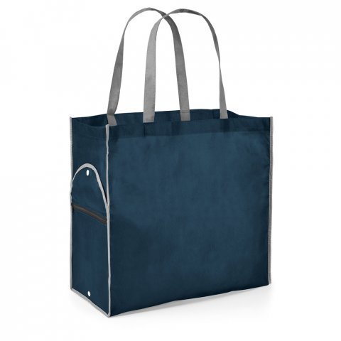 PERTINA. Sacola dobr&aacute;vel em non-woven (80 g/m&sup2;) - Azul marinho